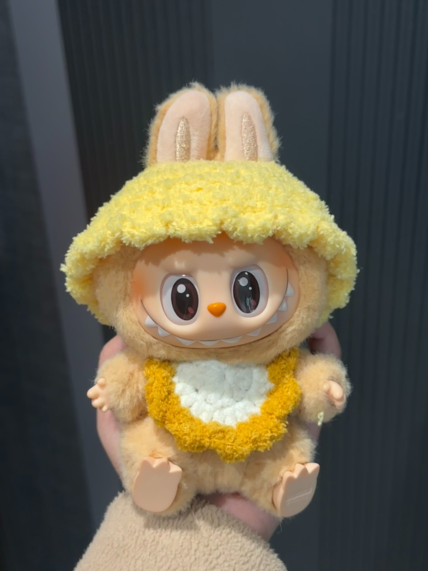Handmade Plush LABUBU Doll Outfit – Sweet Pumpkin Hood & Velvety Yellow Ensemble for Collectors - Image 3
