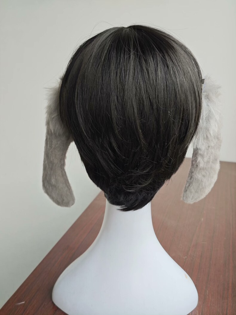 Handmade Gray Gradient Lop Bunny Ears – Plush & Realistic - Image 4