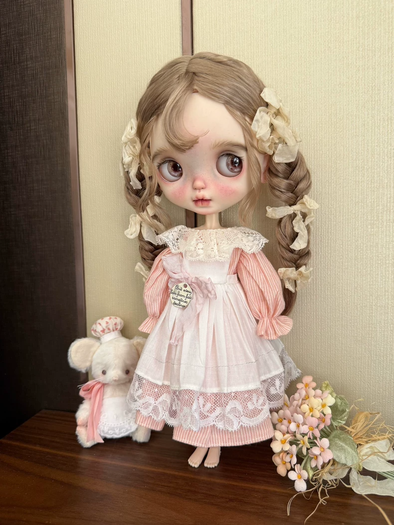 Charming Blythe Doll ob24 Dress & Apron Set - Delicate Pastel Lace Outfit - Image 2