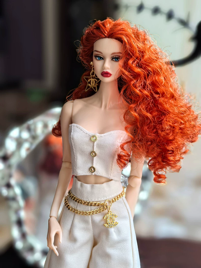 Elegant Cream White BJD 1/6 Doll Blazer Suit Set with Gold Accents - Premium Formal Outfit - Image 5