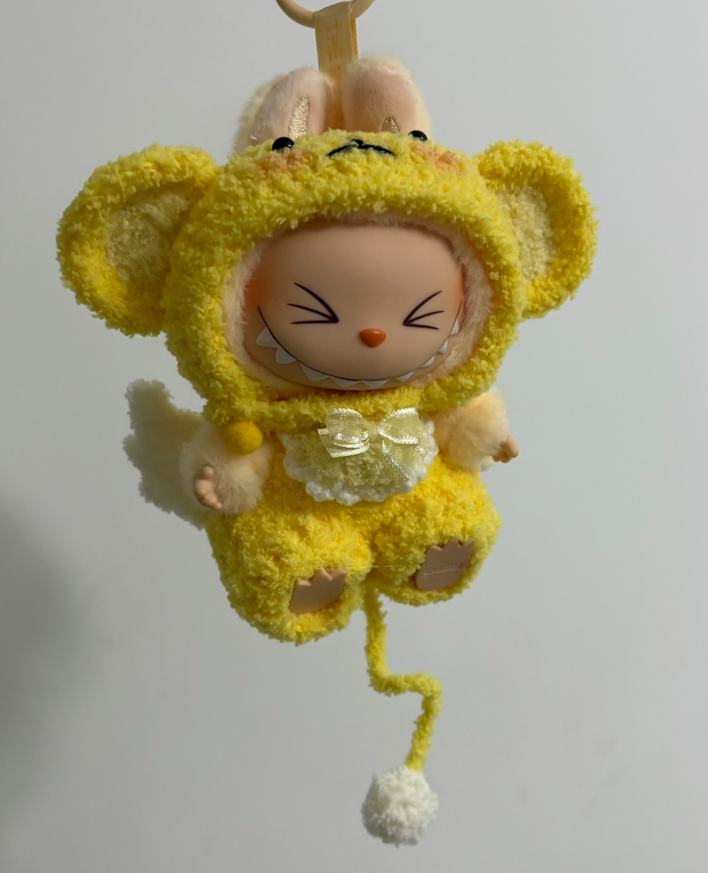 Adorable Labubu Plush Outfit: Yellow Bear Design with Bow & Fluffy Tail – Soft, Durable & Versatile - Image 4