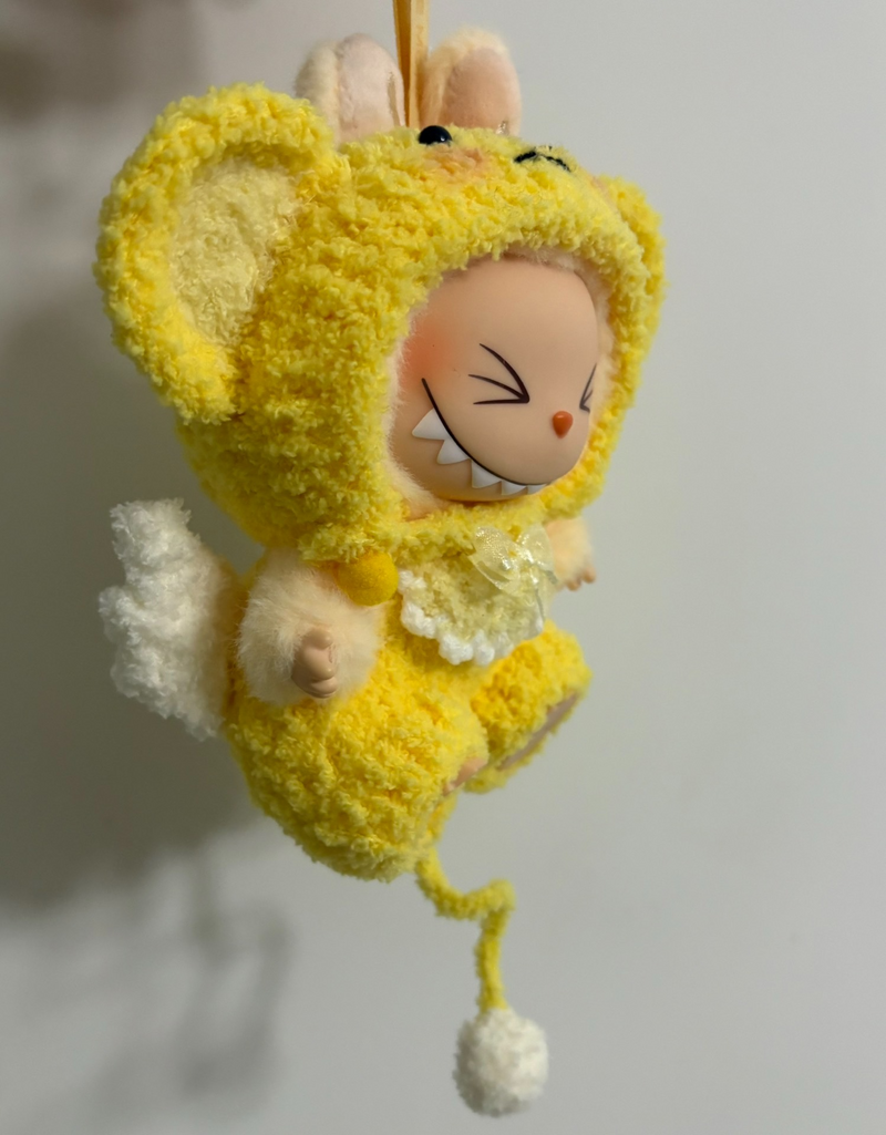 Adorable Labubu Plush Outfit: Yellow Bear Design with Bow & Fluffy Tail – Soft, Durable & Versatile - Image 6