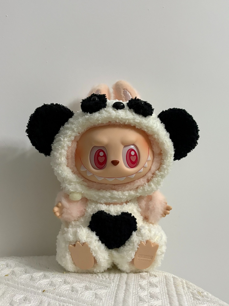 Custom Panda-Themed Doll Outfit – Black & White Plush Ensemble with Detachable Accessories - Image 5