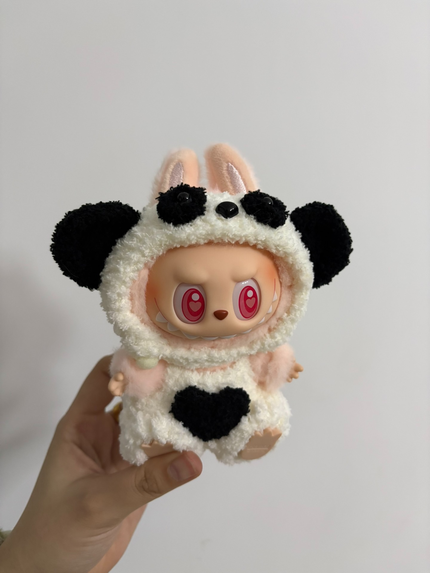 Custom Panda-Themed Doll Outfit – Black & White Plush Ensemble with Detachable Accessories - Image 7