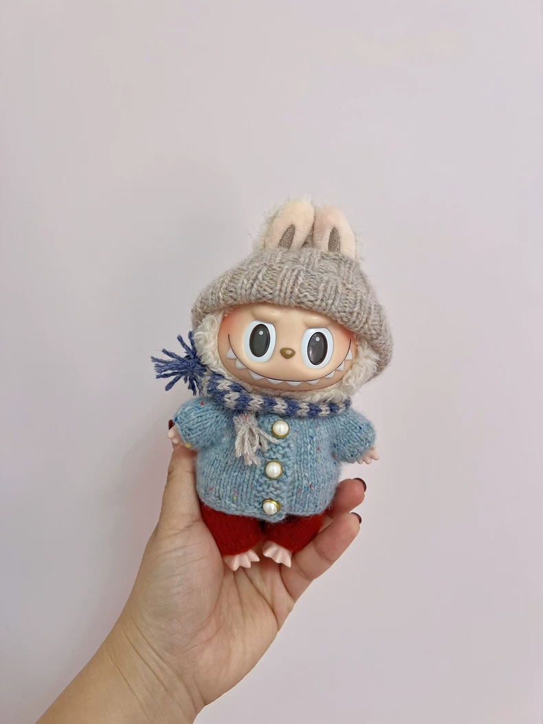 Adorable Labubu Doll Hand-Knitted Outfit - Cozy Sweater, Hat, Scarf & Pants Set for Playful Styling & Collectible Fun - Image 2