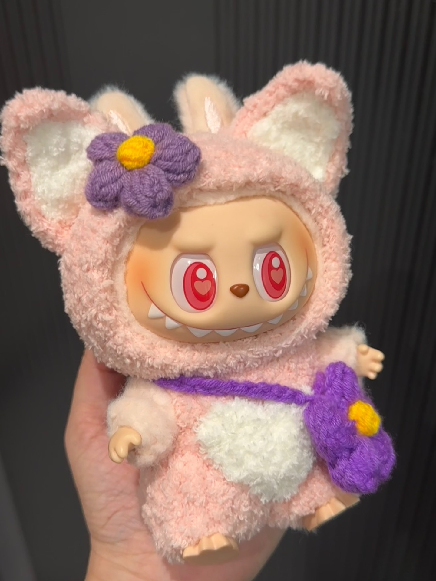 Adorable LABUBU Doll Outfit – Plush Bunny Hat & Cozy One-Piece with Flower Bag - Image 1