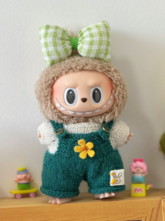 Whimsical LABUBU Knit Outfit – Playful Bows & Floral Accents, Premium Collectible - Image 1