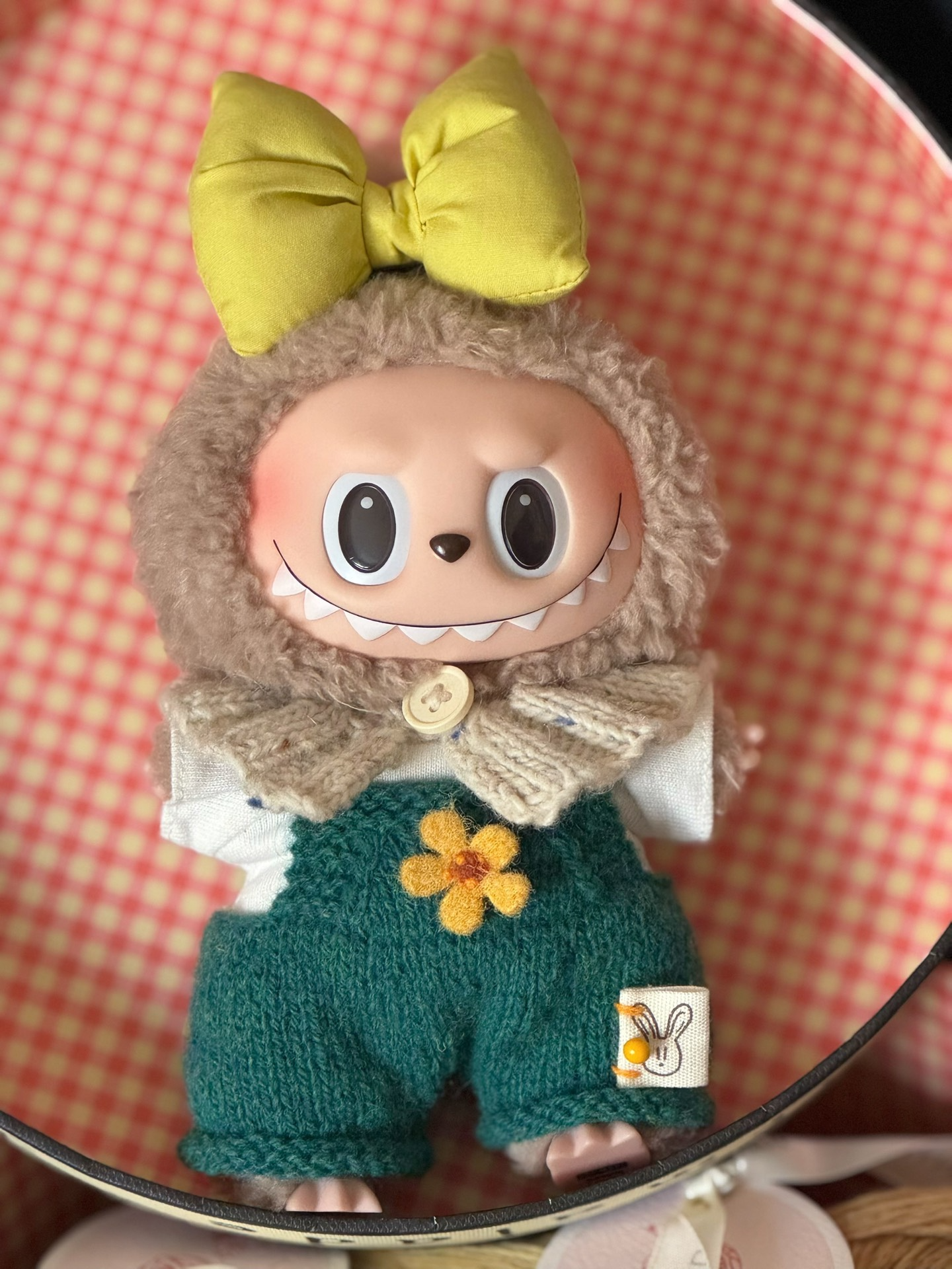 Whimsical LABUBU Knit Outfit – Playful Bows & Floral Accents, Premium Collectible - Image 6