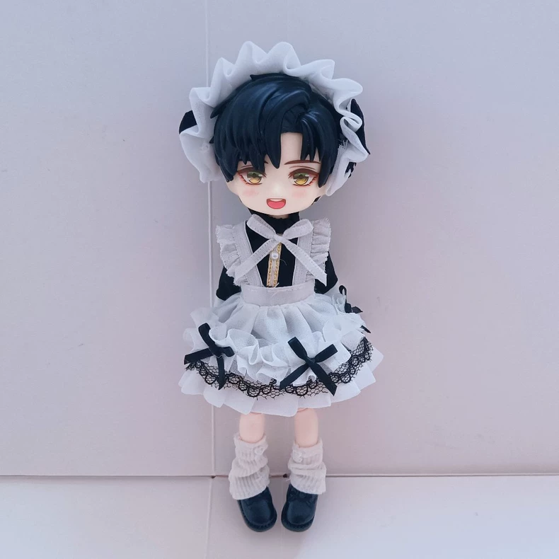 Elegant OB11 Doll Maid Outfit – Black & White Lace Ensemble for Collectors - Image 1