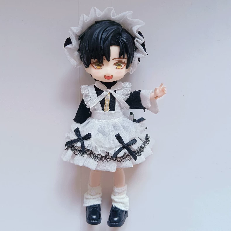 Elegant OB11 Doll Maid Outfit – Black & White Lace Ensemble for Collectors - Image 2