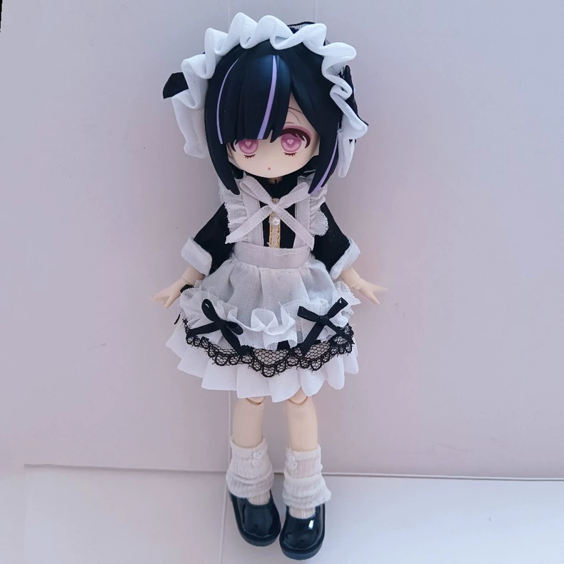Elegant OB11 Doll Maid Outfit – Black & White Lace Ensemble for Collectors - Image 3