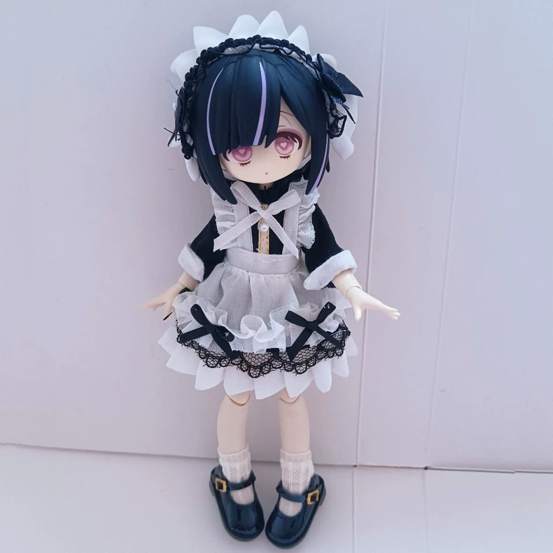 Elegant OB11 Doll Maid Outfit – Black & White Lace Ensemble for Collectors - Image 5