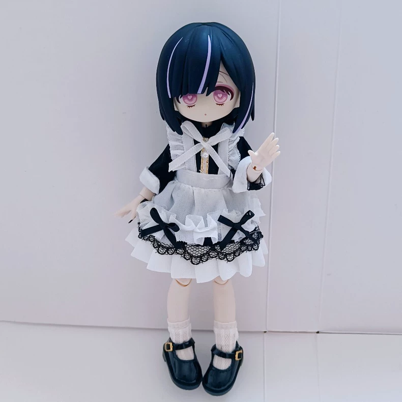 Elegant OB11 Doll Maid Outfit – Black & White Lace Ensemble for Collectors - Image 6
