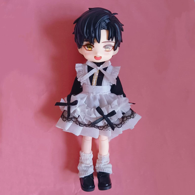 Elegant OB11 Doll Maid Outfit – Black & White Lace Ensemble for Collectors - Image 7