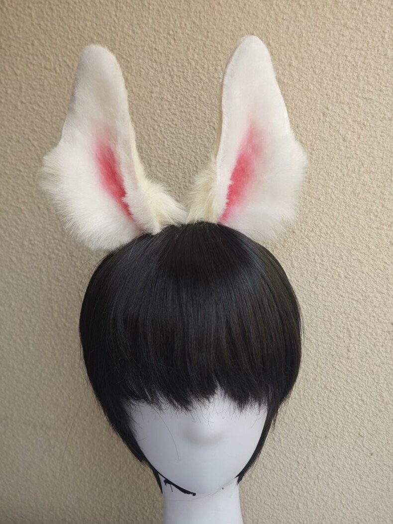 Handmade Fluffy Rabbit Ears Headband – Adjustable & Realistic - Image 1