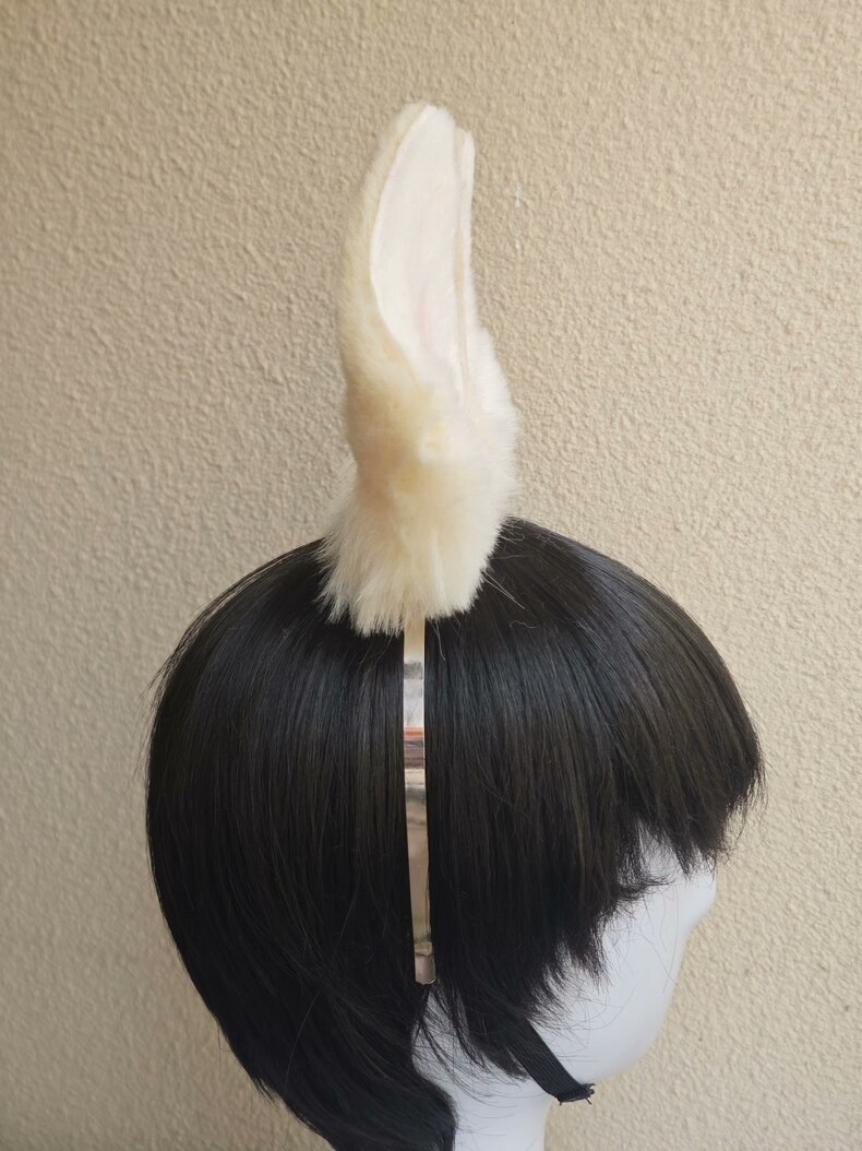 Handmade Fluffy Rabbit Ears Headband – Adjustable & Realistic - Image 2