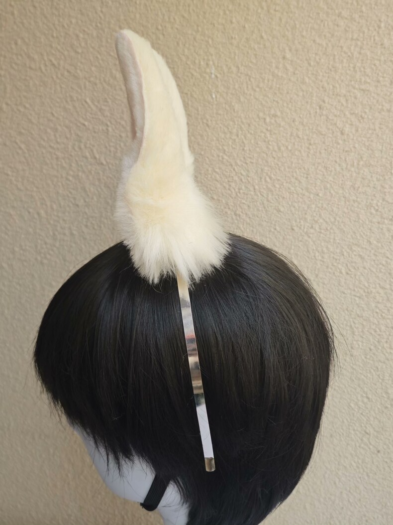 Handmade Fluffy Rabbit Ears Headband – Adjustable & Realistic - Image 3
