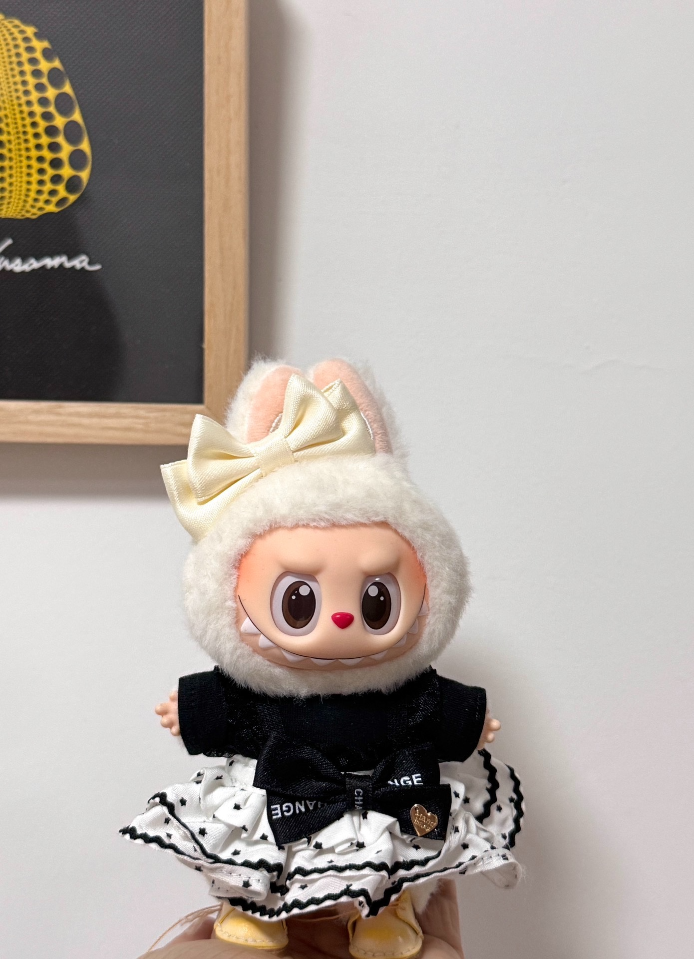 Adorable Labubu Doll Outfit – Cozy Bunny Hoodie & Bow Dress for 17cm Vinyl Dolls - Image 1