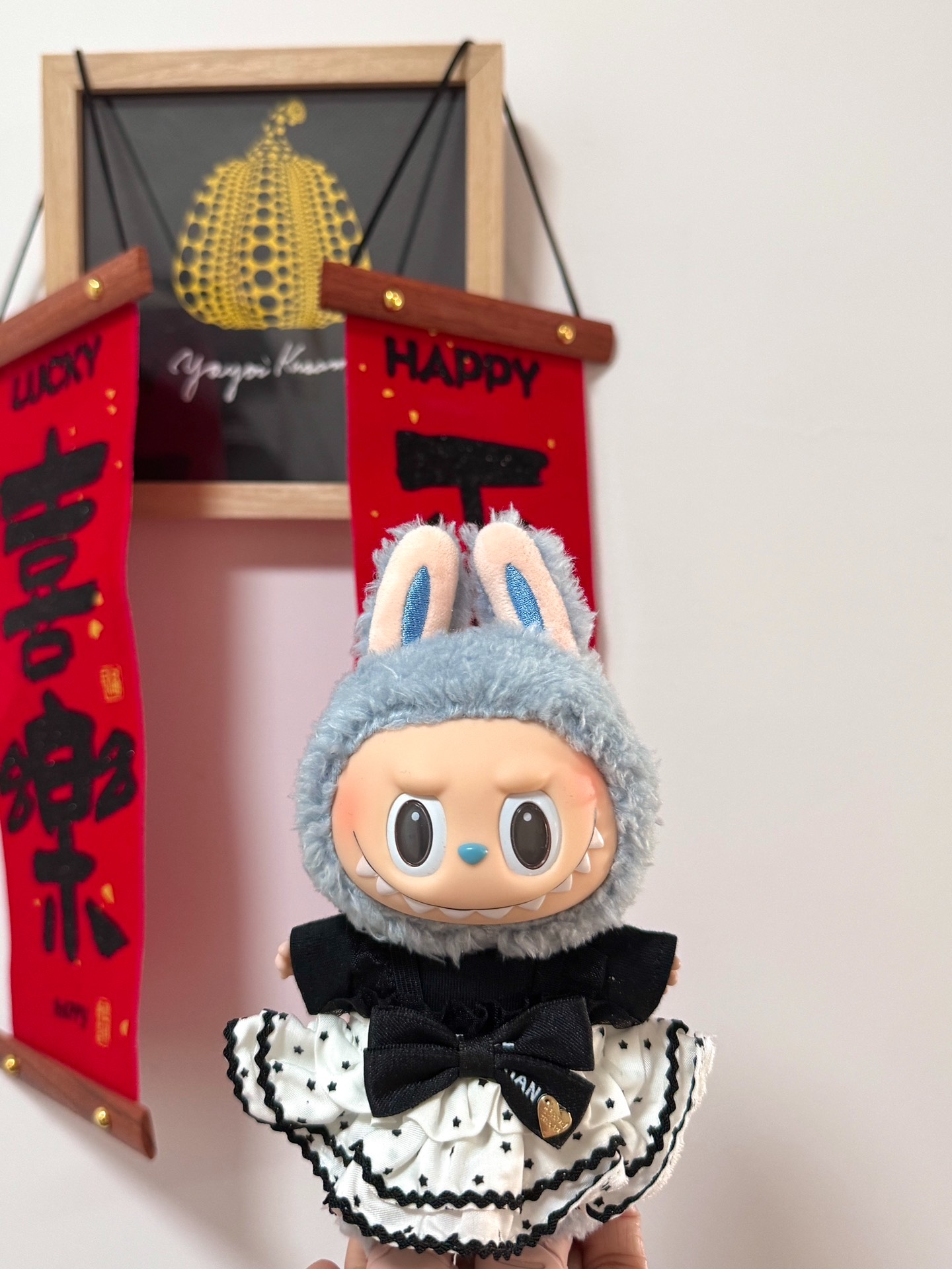 Adorable Labubu Doll Outfit – Cozy Bunny Hoodie & Bow Dress for 17cm Vinyl Dolls - Image 4