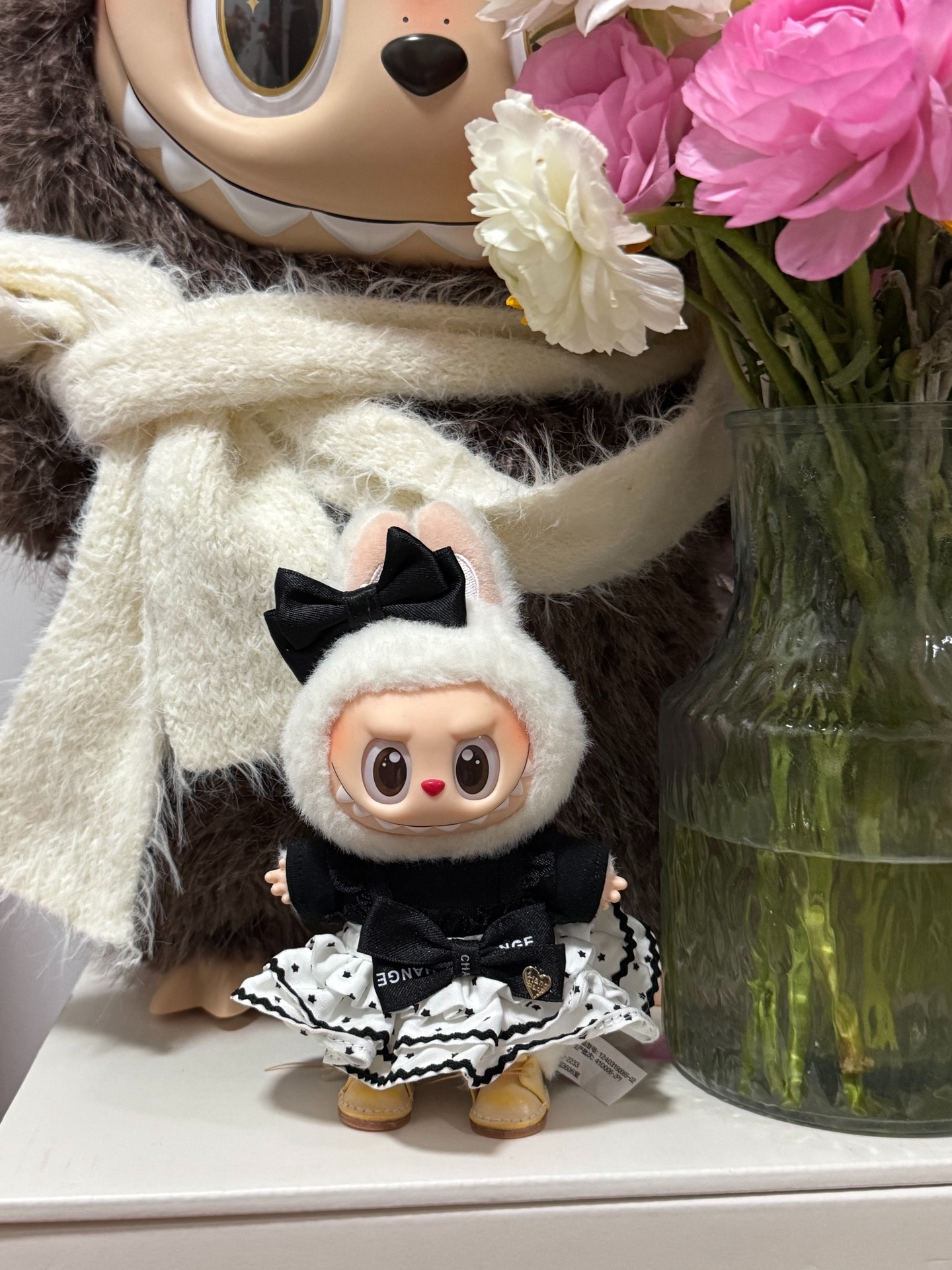 Adorable Labubu Doll Outfit – Cozy Bunny Hoodie & Bow Dress for 17cm Vinyl Dolls - Image 7