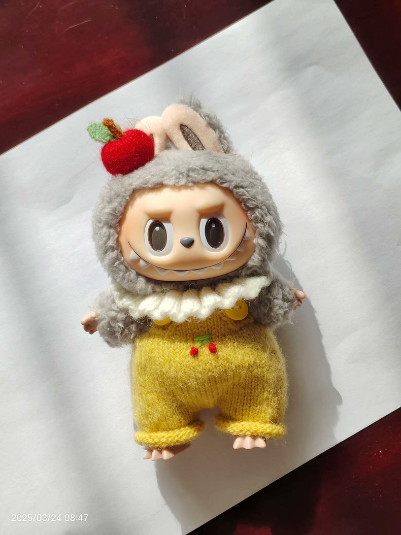 Labubu Macaron Series: Cherry-Themed Outfit Set with Apple Headgear – Fast Shipping & 360° Video Inspection - Image 1