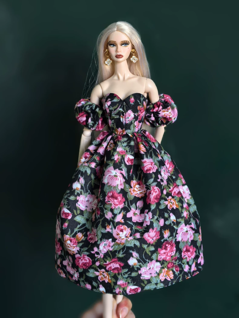 French-Inspired Floral Doll Dress & Accessories for 1/6 Scale Dolls – Elegant & Timeless - Image 5