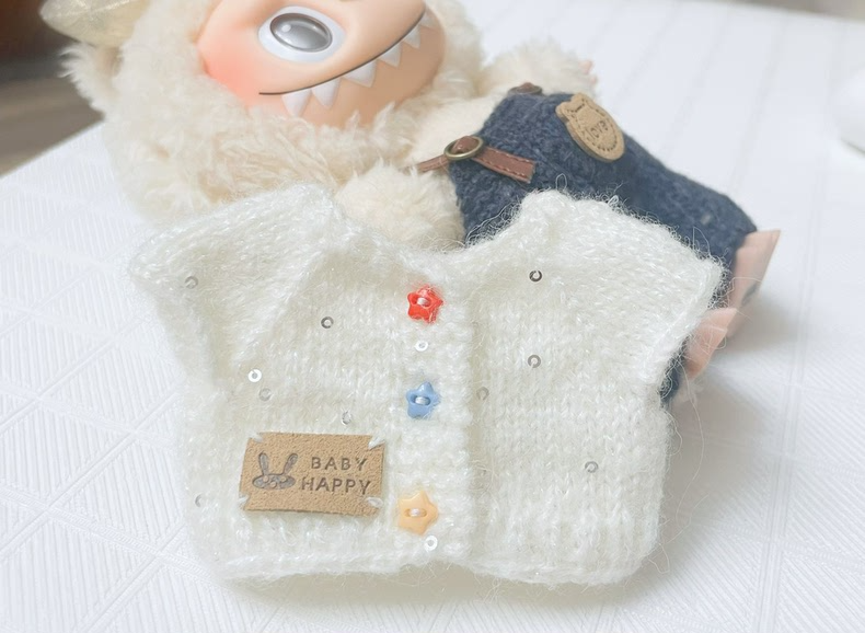 Handmade Labubu Doll Outfit: Cozy Knit Ensemble with Interchangeable Accessories & Detachable Keychain - Image 3