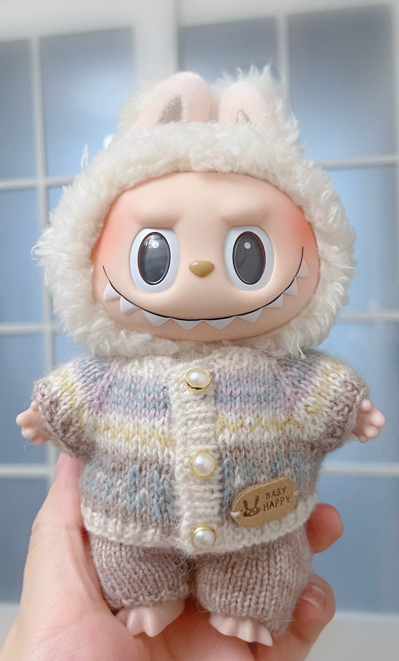 Charming LABUBU Doll Outfit: Handcrafted Wool & Angora Ensemble with Pastel Hues & Intricate Details - Image 1