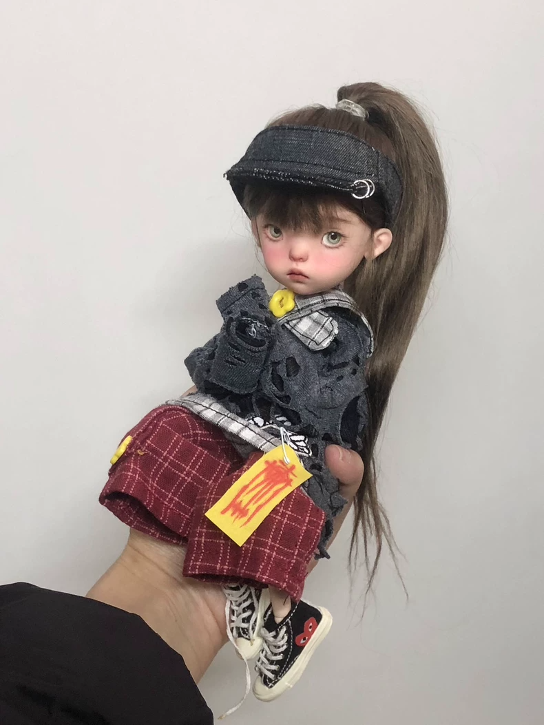 Home Alone Zombie Tee & Plaid Skirt Outfit for OB22 OB24 Blythe Dolls - Edgy Collector Fashion - Image 1