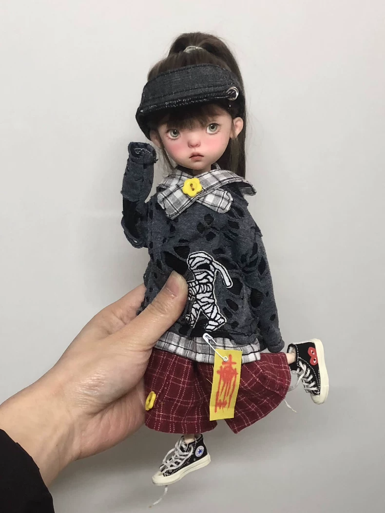 Home Alone Zombie Tee & Plaid Skirt Outfit for OB22 OB24 Blythe Dolls - Edgy Collector Fashion - Image 3