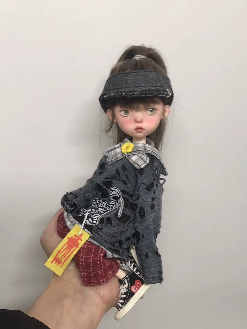 Home Alone Zombie Tee & Plaid Skirt Outfit for OB22 OB24 Blythe Dolls - Edgy Collector Fashion - Image 4