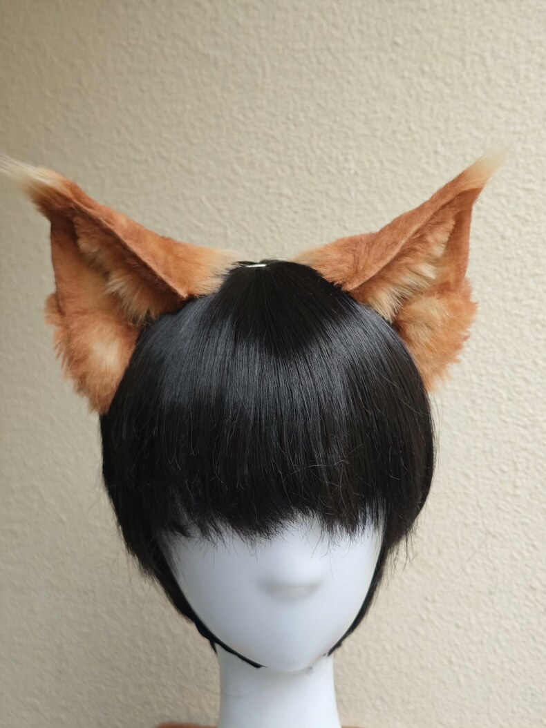 Realistic Orange Cat Ears Hair Clip - Handcrafted Charm - Image 3