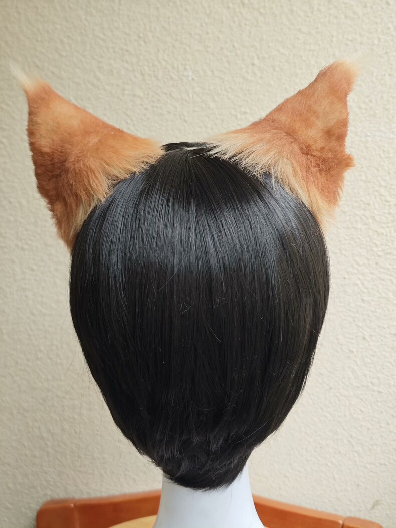 Realistic Orange Cat Ears Hair Clip - Handcrafted Charm - Image 5