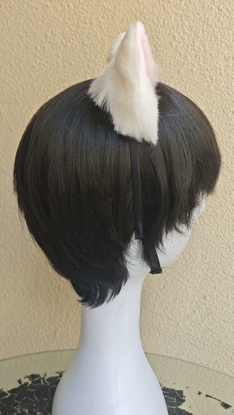 Plush Samoyed Dog Ears Hair Clip – White & Pink - Image 4