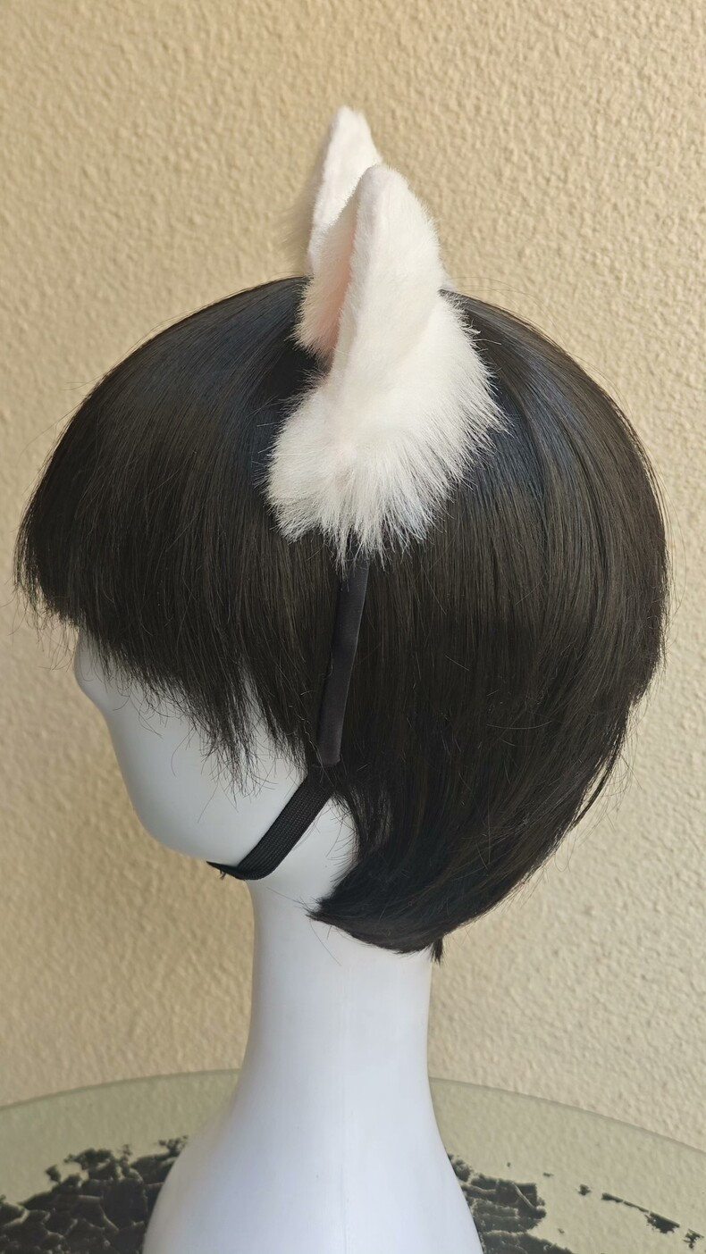 Plush Samoyed Dog Ears Hair Clip – White & Pink - Image 6