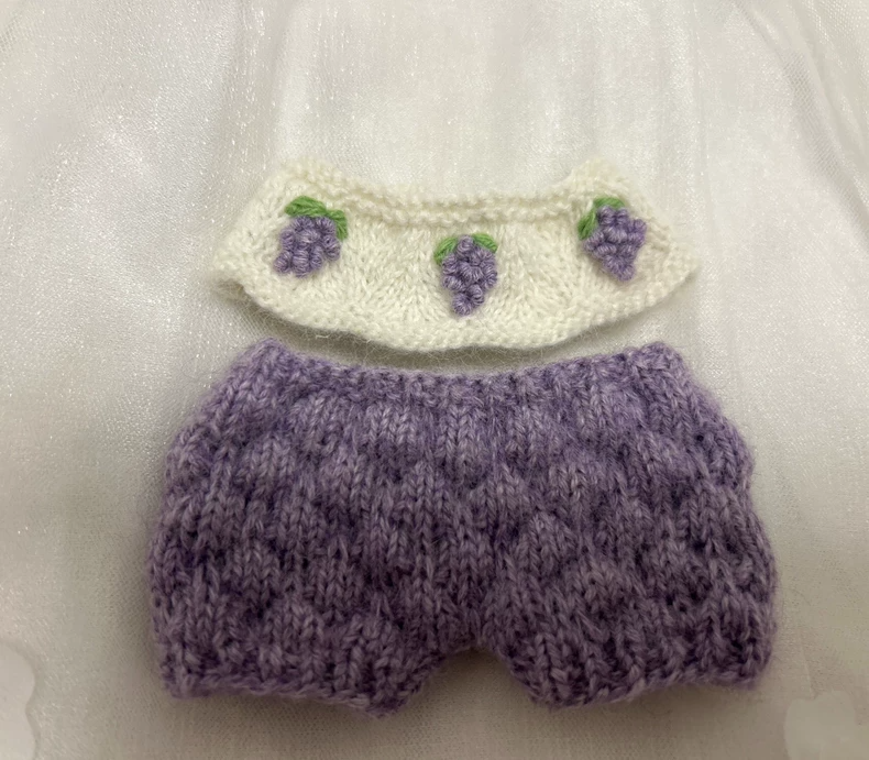 Charming Labubu Hooded Outfit – Soft Purple Yarn Set with Cute Ears & Grape Scarf - Image 3