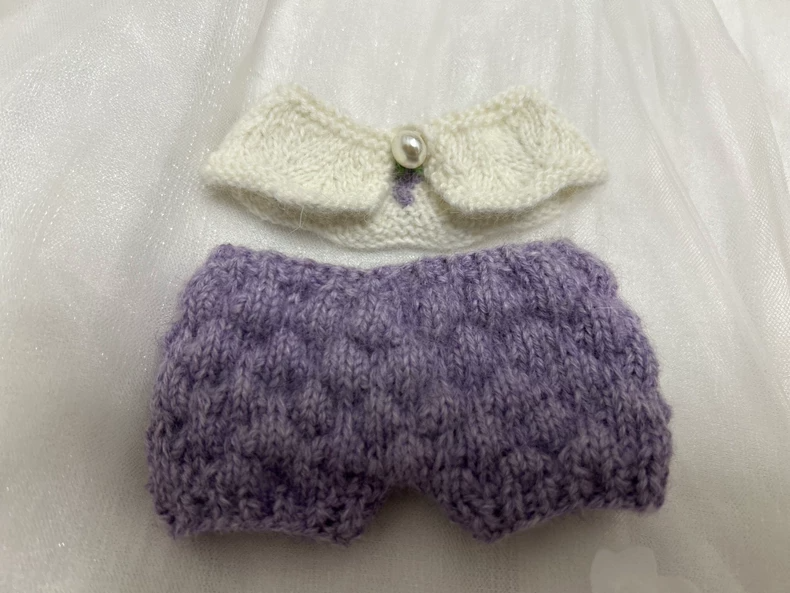 Charming Labubu Hooded Outfit – Soft Purple Yarn Set with Cute Ears & Grape Scarf - Image 4