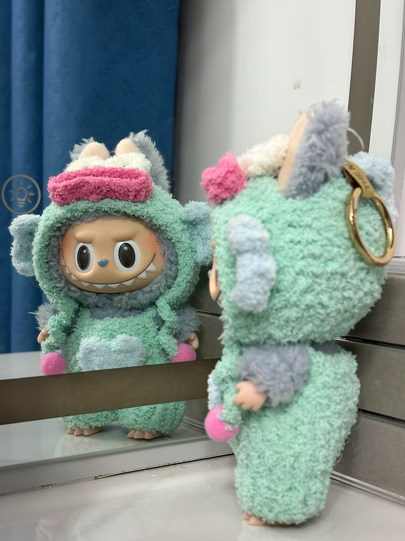 Whimsical Labubu Doll Outfit – Plush Mint Green Monster Costume with Hat - Image 3