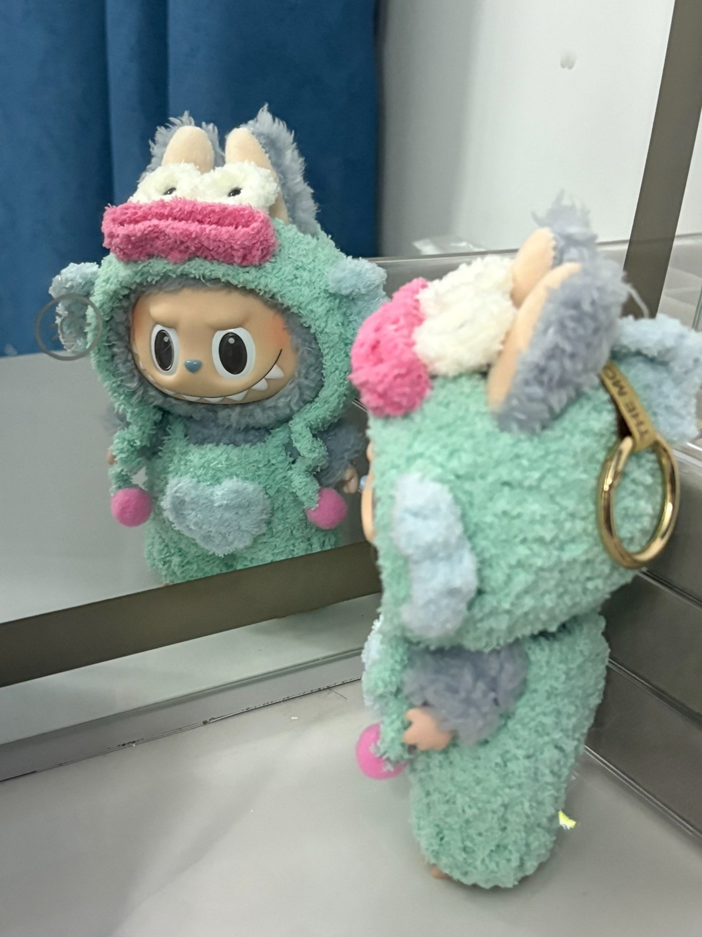 Whimsical Labubu Doll Outfit – Plush Mint Green Monster Costume with Hat - Image 4