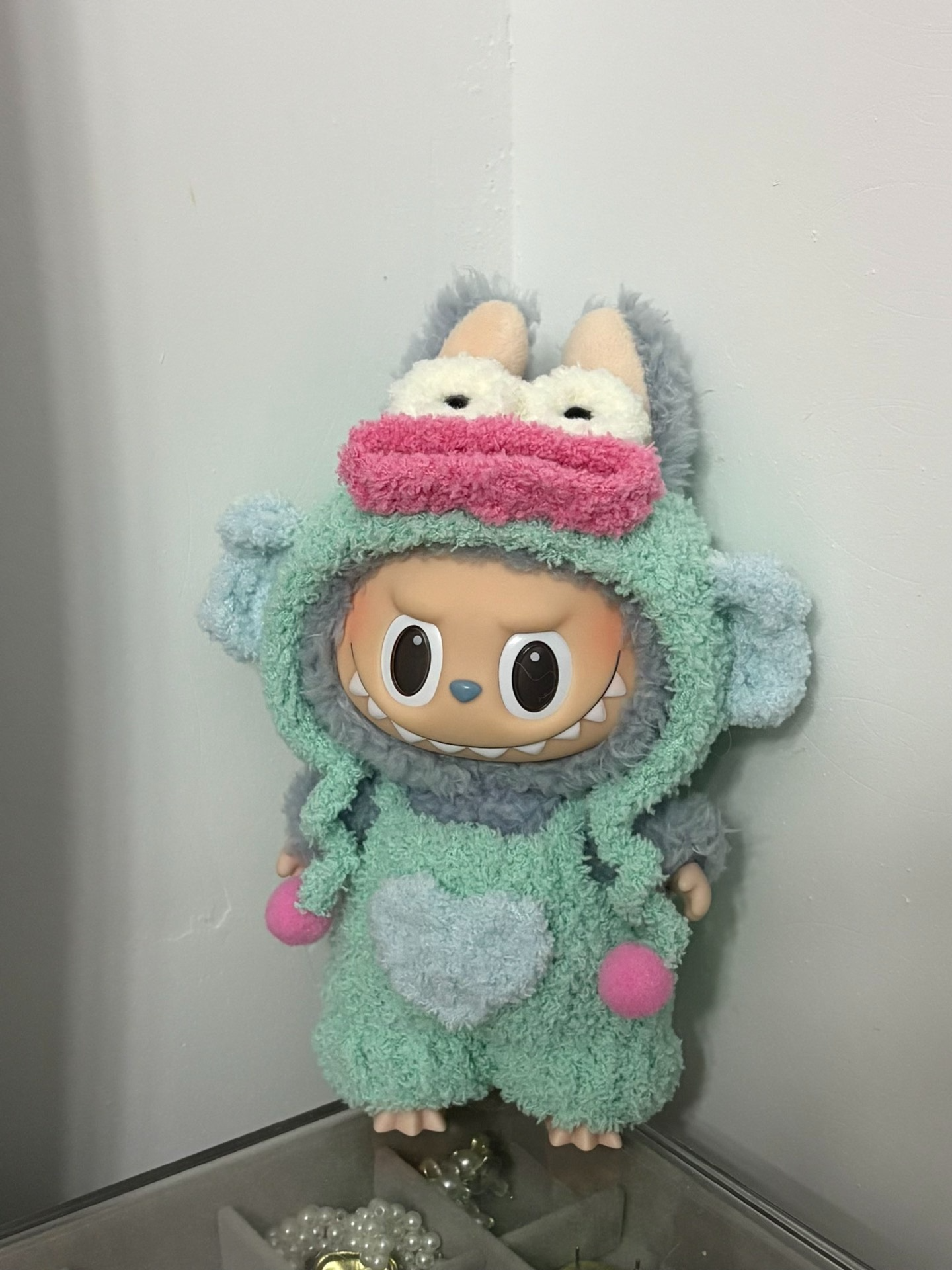 Whimsical Labubu Doll Outfit – Plush Mint Green Monster Costume with Hat - Image 5
