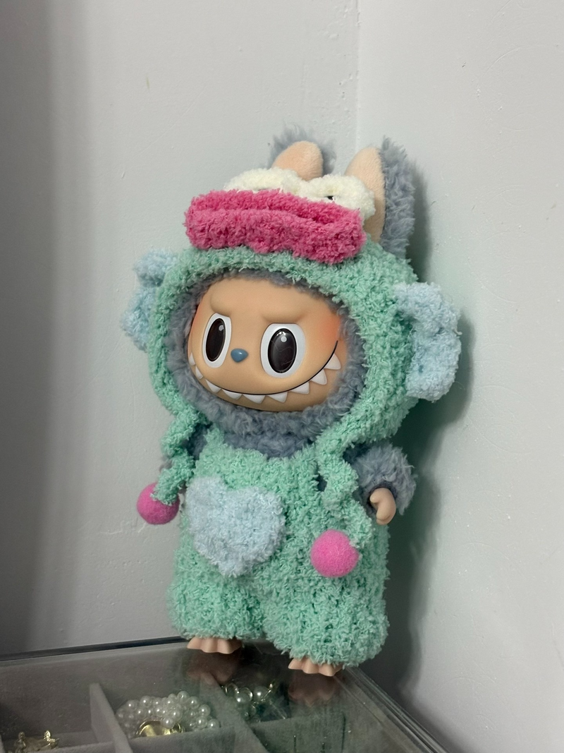 Whimsical Labubu Doll Outfit – Plush Mint Green Monster Costume with Hat - Image 6