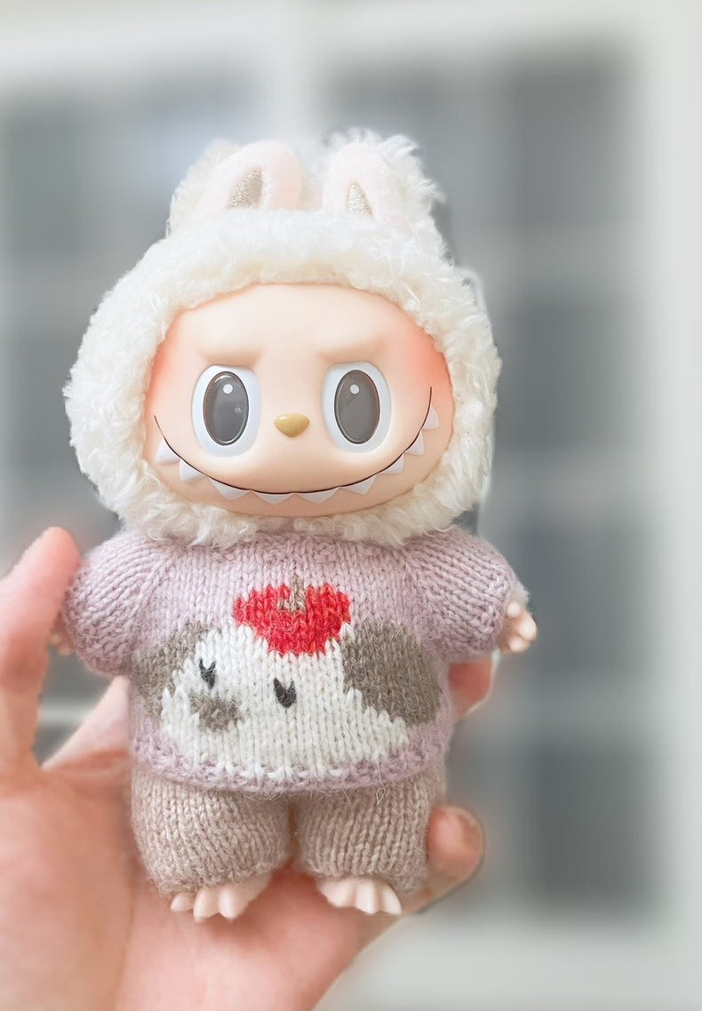 Cozy Labubu Doll Outfit: Handcrafted Sweater & Pants Set with Elegant Details - Image 1