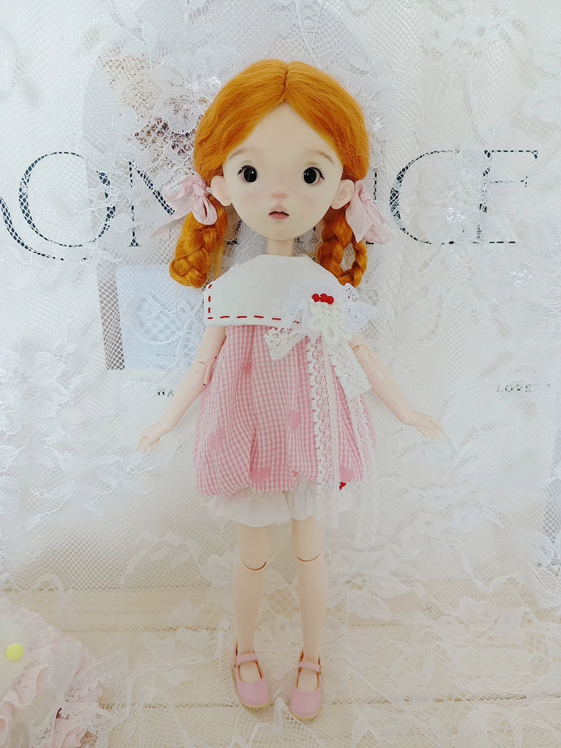 Charming BLYTHE Doll Outfit: Lace Collar, Gingham & Ruffled Skirt for OB22/OB24 - Image 5