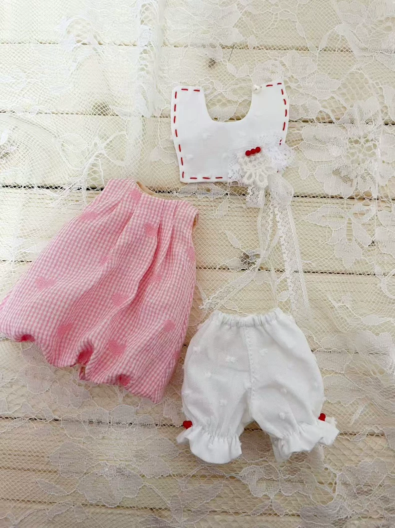 Charming BLYTHE Doll Outfit: Lace Collar, Gingham & Ruffled Skirt for OB22/OB24 - Image 9