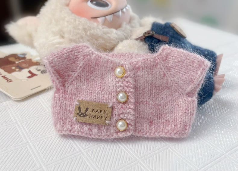 Charming Labubu Outfit: Pastel Pink & Blue Suspenders & Sweater Set for Playful Adventures - Image 2