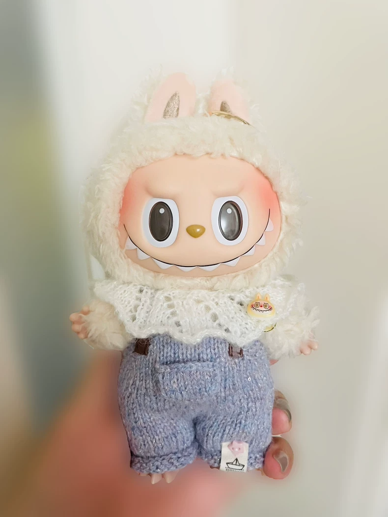 Charming Labubu Outfit: Pastel Pink & Blue Suspenders & Sweater Set for Playful Adventures - Image 8