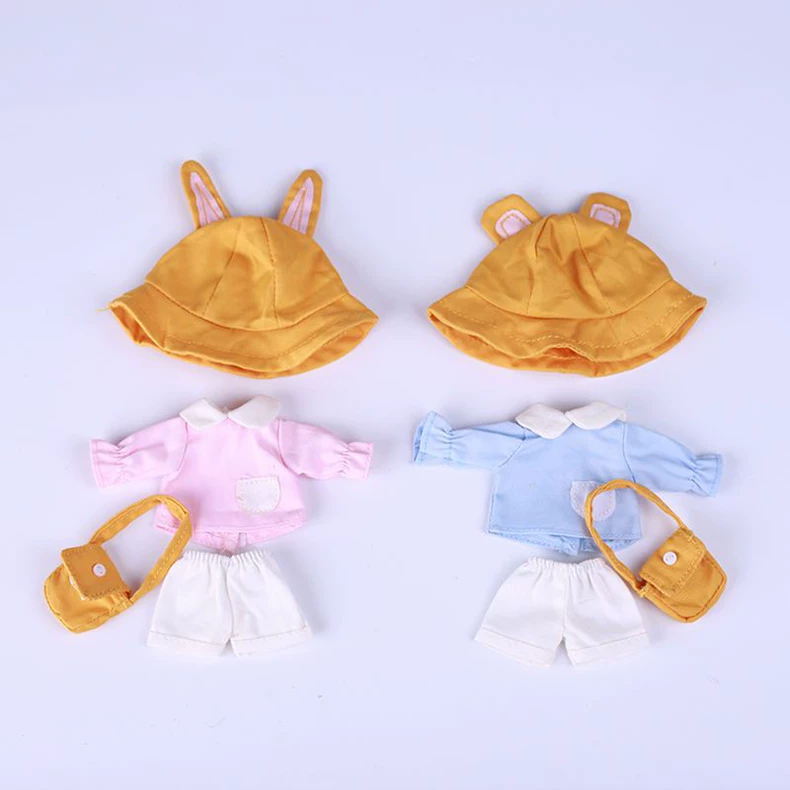 Charming Bear-Themed OB11 Doll Outfit - Pastel Blue & Pink with Adjustable Accessories - Image 2
