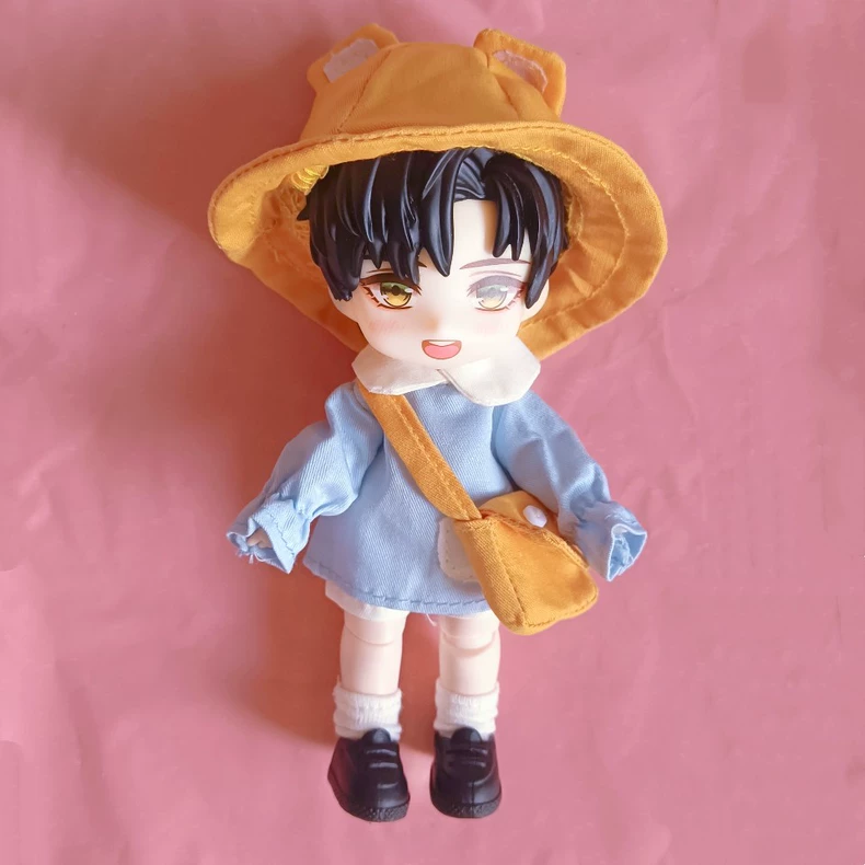Charming Bear-Themed OB11 Doll Outfit - Pastel Blue & Pink with Adjustable Accessories - Image 6