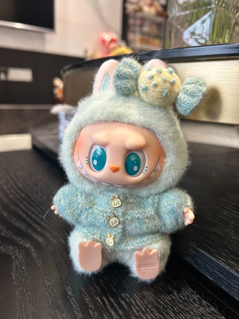 Charming Labubu Outfit: Candy Butterfly Hat & Cozy Baby Camel Wool Sweater for Collectors - Image 1