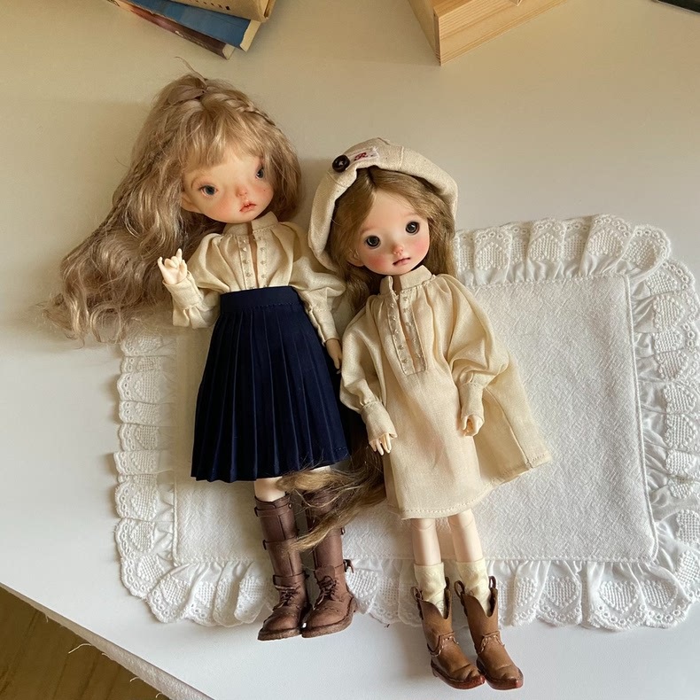 Chic Champagne Linen BLYTHE Doll Dress - Elegant OB22 OB24 Outfit, Collector's Luxury - Image 6